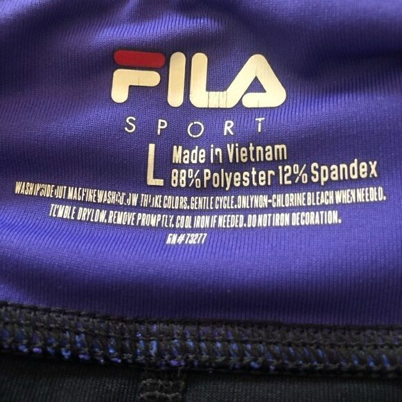 Fila Black Workout Leggings With Blue Band at Waist - Picture 11 of 16